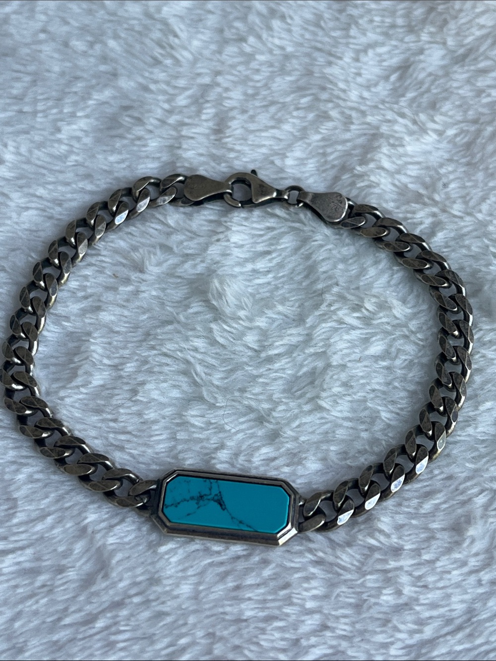 Degs & Sal Silver Chain Bracelet with Turquoise Inlay